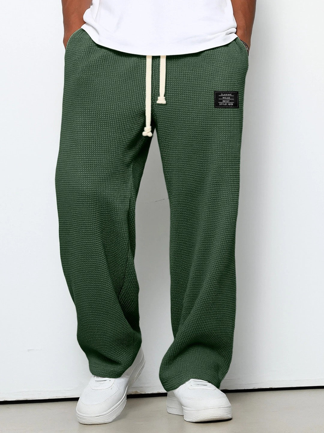 Pantalones hombre de pierna ancha tela suave ajuste relajado