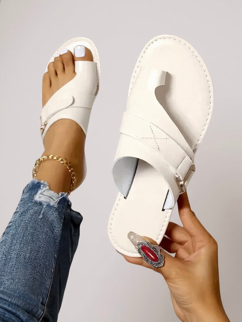 Sandalias Mujer tipo Slide Tiras Cruzadas Suela Ligera