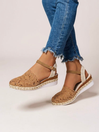 Sandalias Mujer Cuña Correa al Tobillo Estilo Bohemio