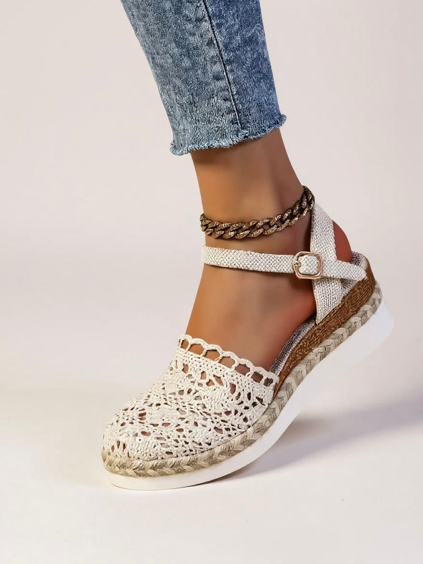 Sandalias Mujer Cuña Correa al Tobillo Estilo Bohemio
