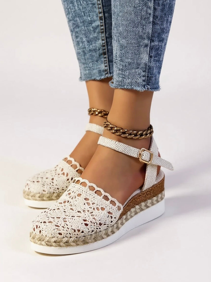 Sandalias Mujer Cuña Correa al Tobillo Estilo Bohemio - Mavetta