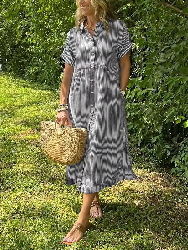 Vestido maxi mujer Ligero Manga Corta Veraniego