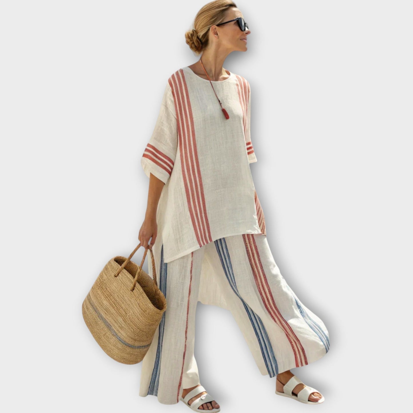 Conjunto Veraniego Mujer de Algodón Pantalón Ancho