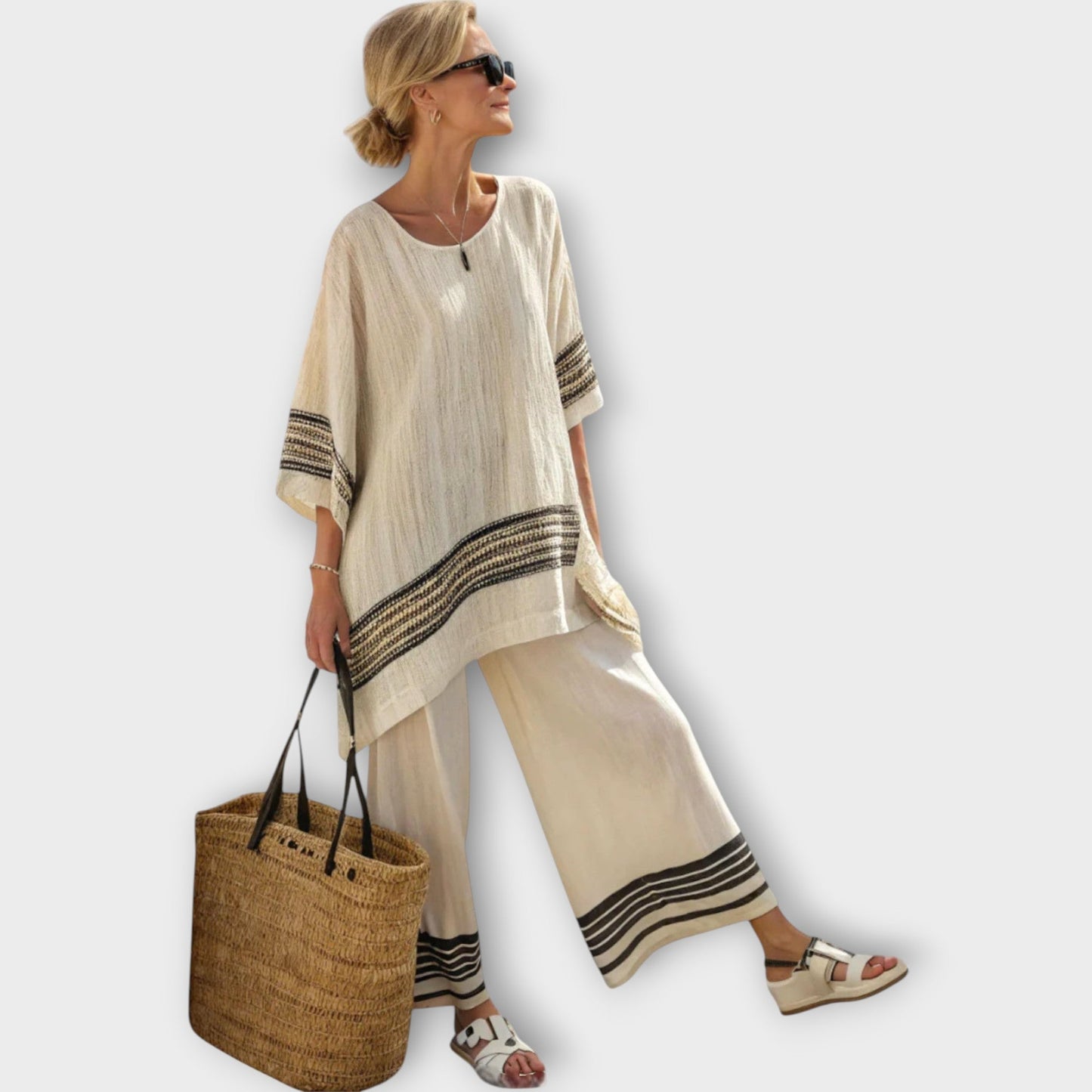 Conjunto Veraniego Mujer de Algodón Pantalón Ancho