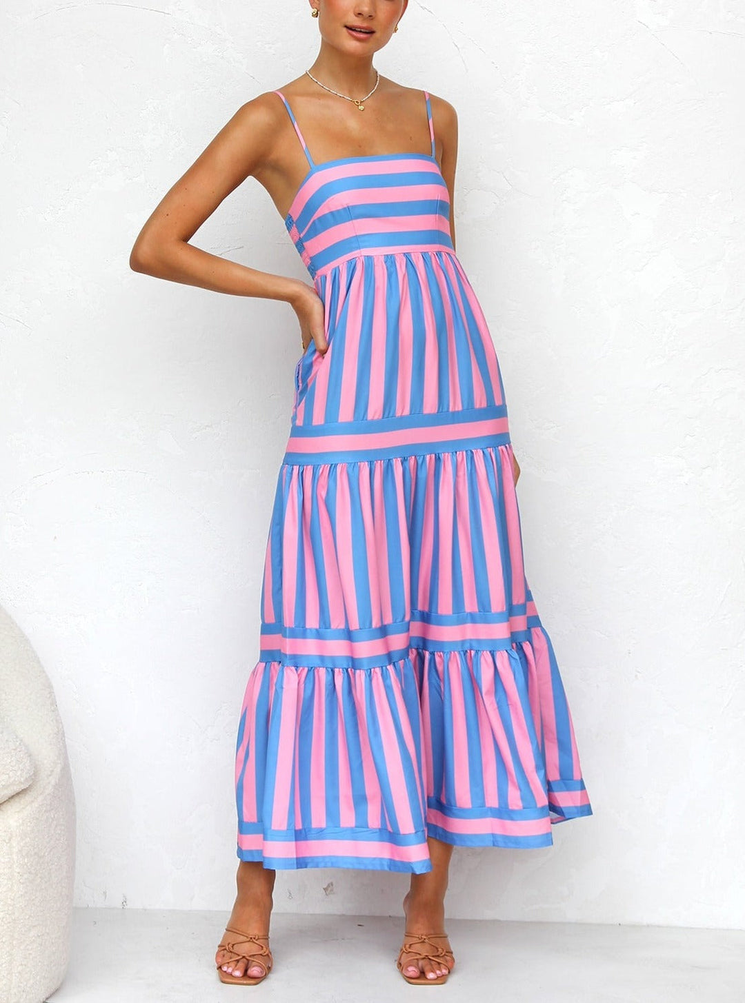 Vestido Verano Mujer Ligero Tirantes Finos Estampado Rayas
