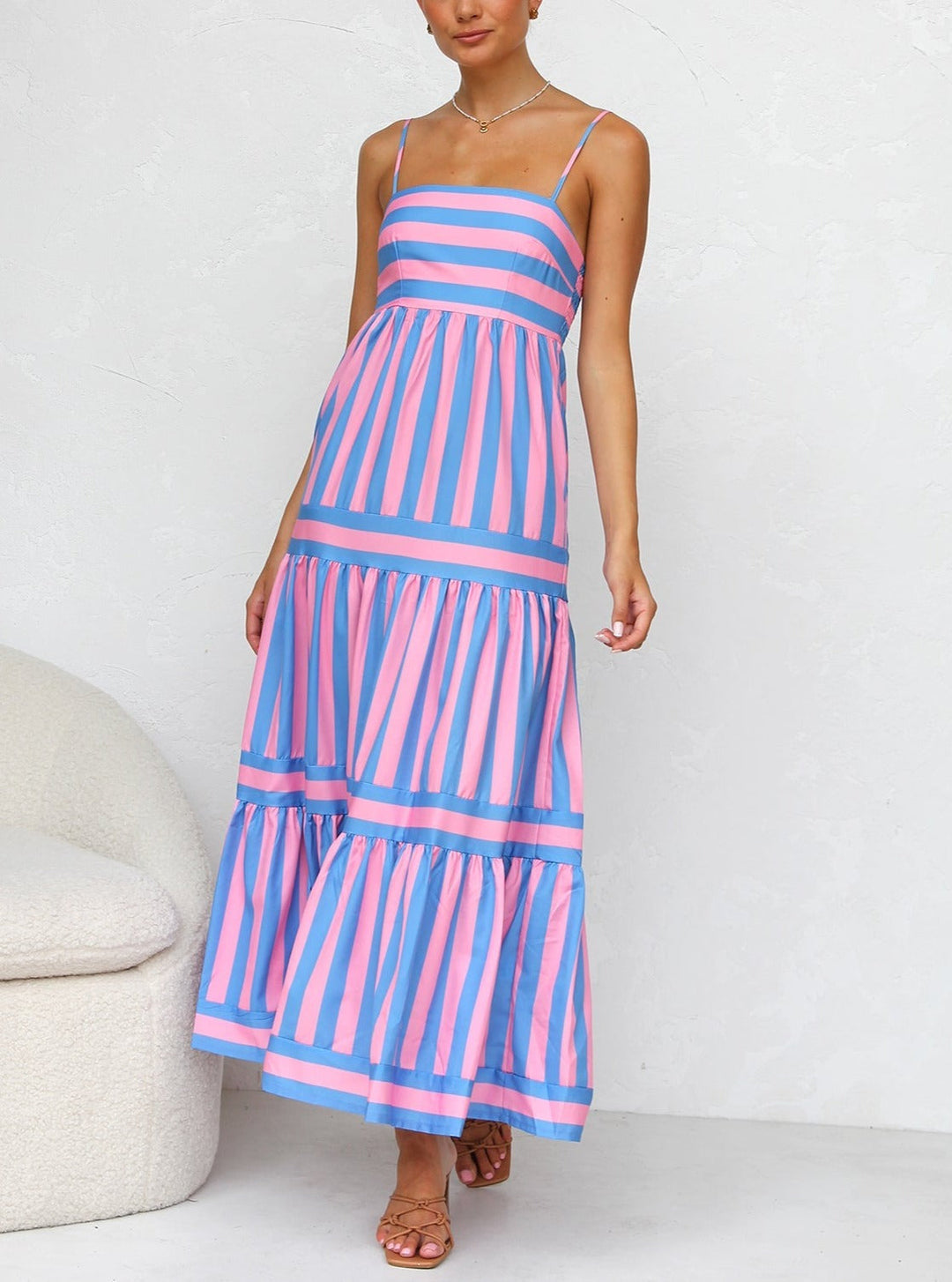 Vestido Verano Mujer Ligero Tirantes Finos Estampado Rayas