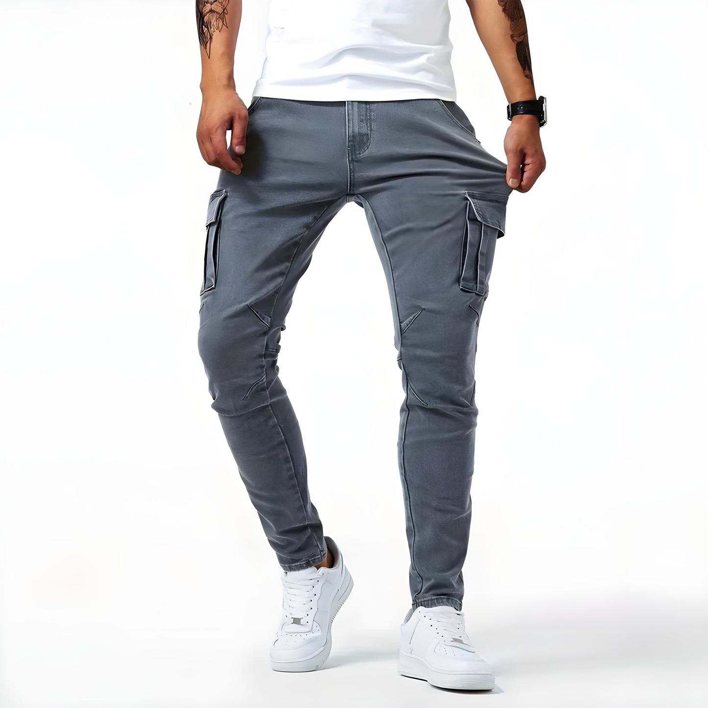 Pantalón cargo hombre algodón elástico corte cómodo urbano
