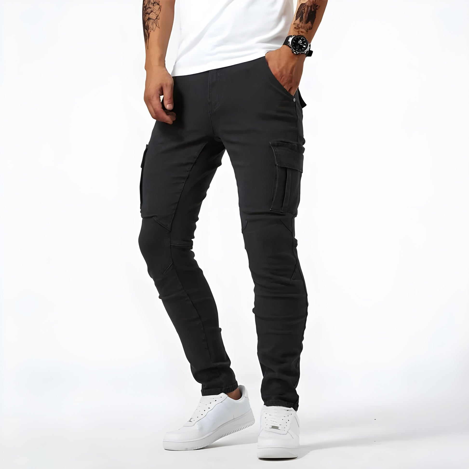 Pantalón cargo hombre multibolsillos corte slim invierno - Mavetta