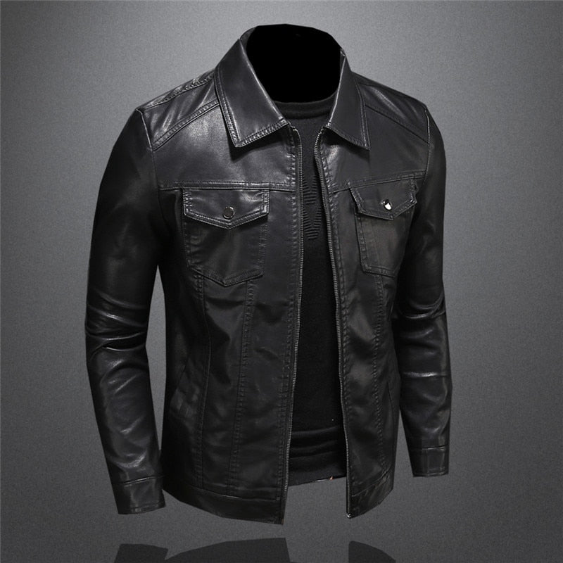Chaqueta Hombre de Cuero Ajustada Clásica