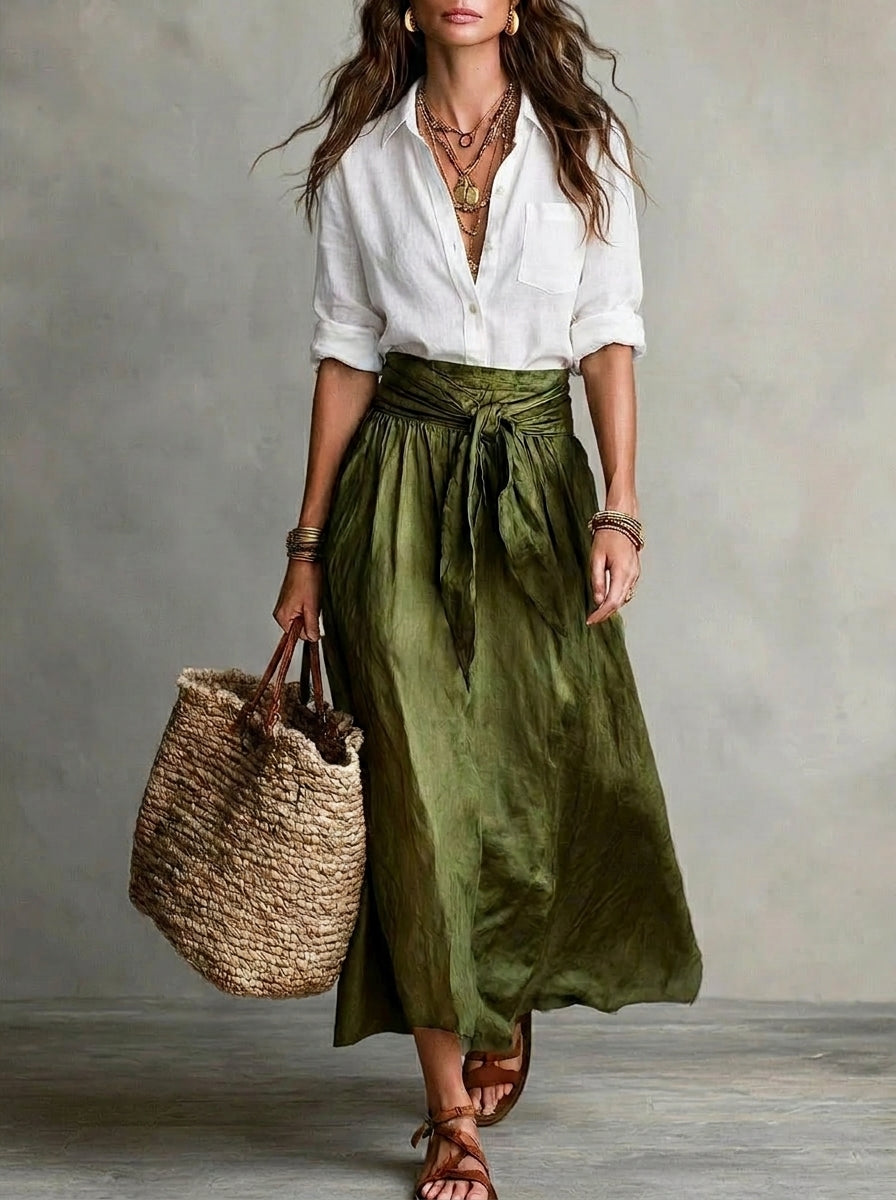 Conjunto Mujer Falda y Blusa Fluida Estilo Bohemio