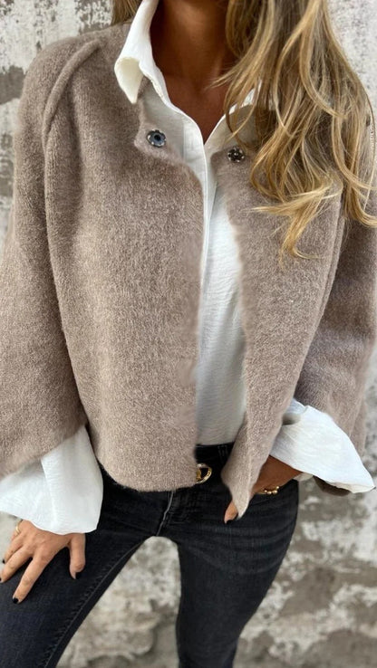 Chaqueta Mujer Suave Cuello Redondo