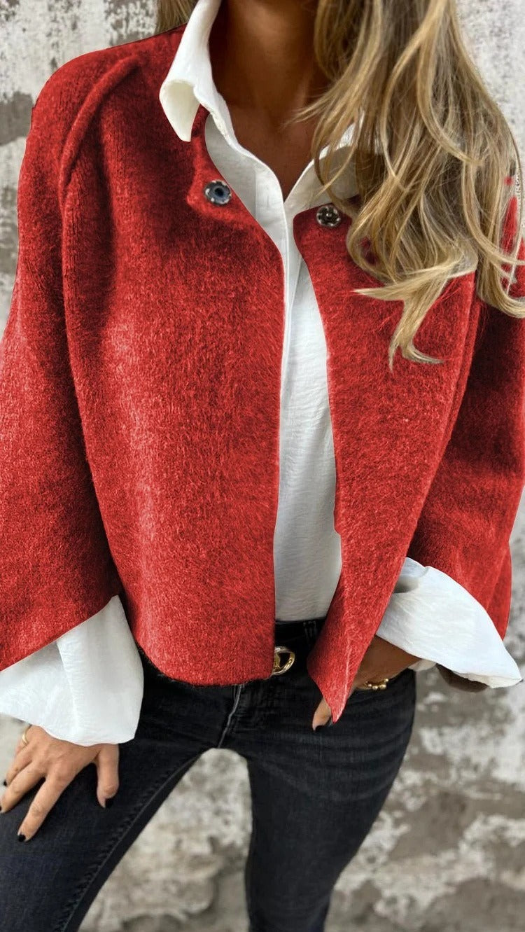 Chaqueta Mujer Suave Cuello Redondo