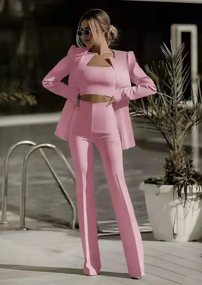 Blazer Mujer Moderno Estructura Metalizada Corte Acampanado