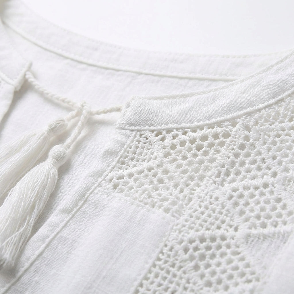 Blusa Mujer de Crochet con Borlas Estilo Boho