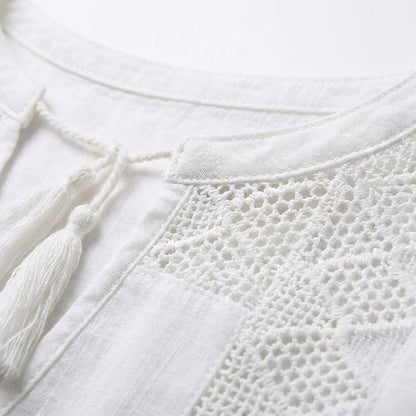 Blusa Mujer de Crochet con Borlas Estilo Boho