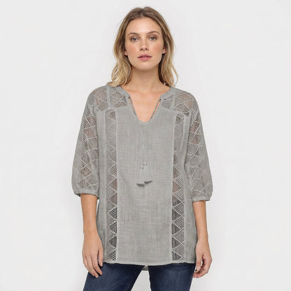 Blusa Mujer de Crochet con Borlas Estilo Boho