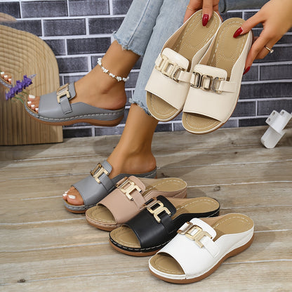 Sandalias Mujer Abiertas Hebilla Comodas Verano