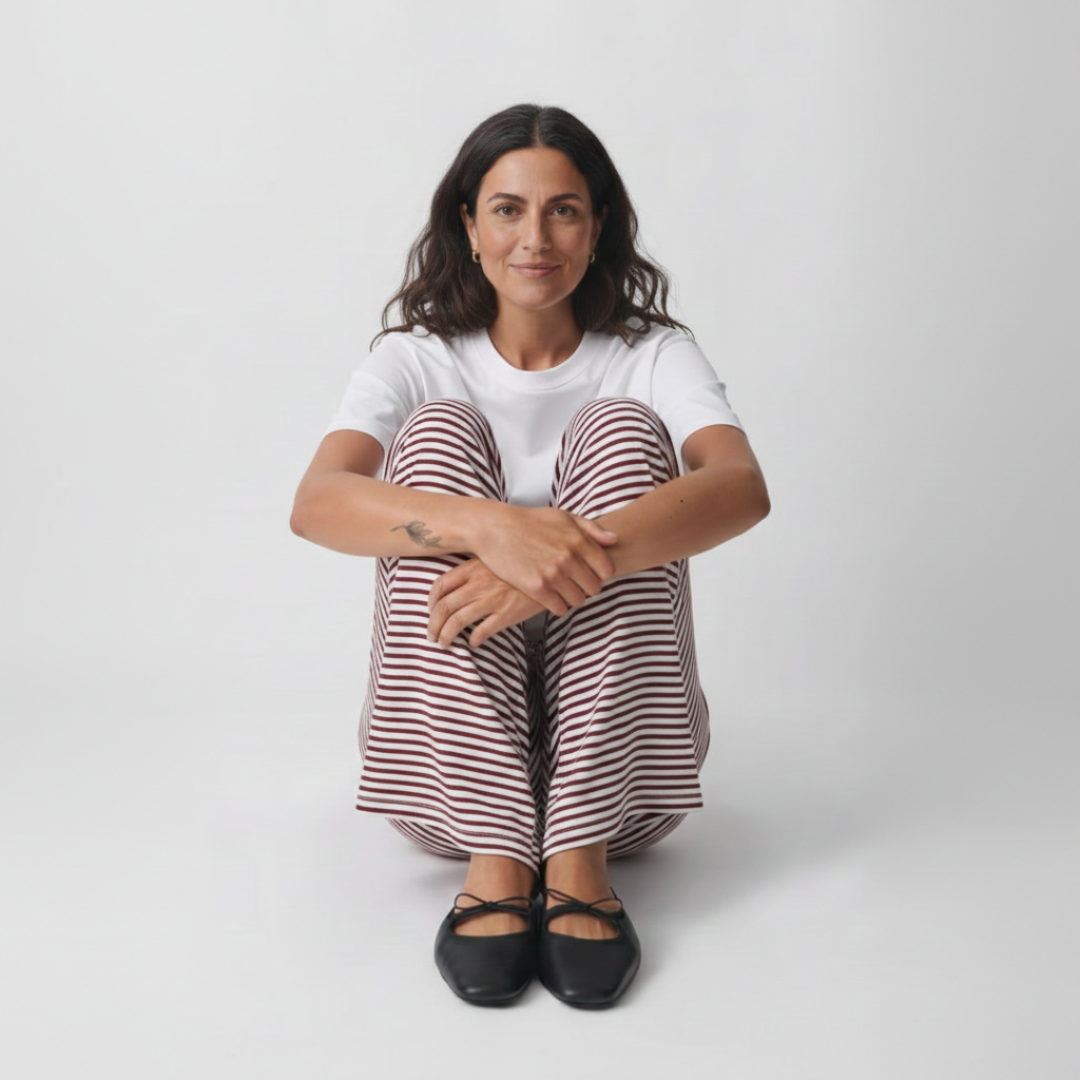 Pantalones Mujer Fluidos Rayas Pernera Ancha Cintura Elástica