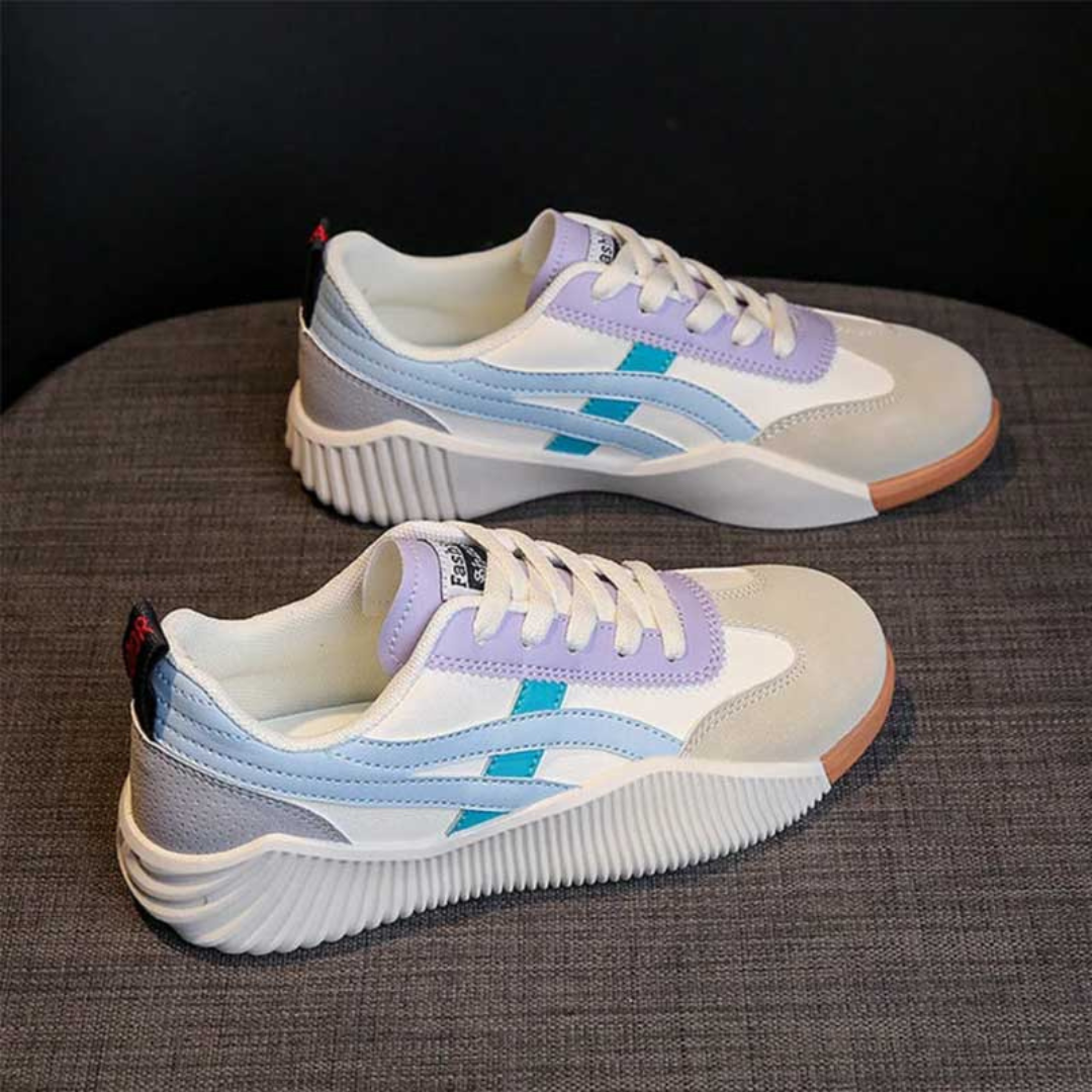 Zapatillas deportivas mujer con cordones suela gruesa y rayas - Mavetta