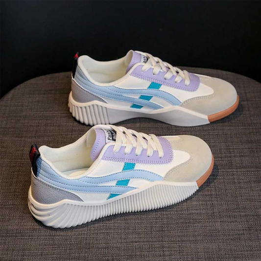 Zapatillas deportivas mujer con cordones suela gruesa y rayas - Mavetta