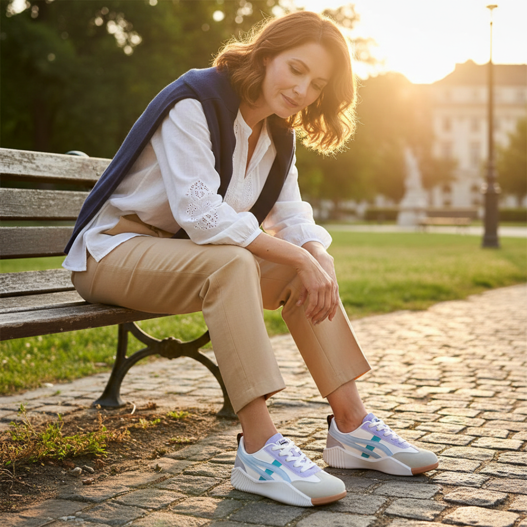 Zapatillas deportivas mujer con cordones suela gruesa y rayas