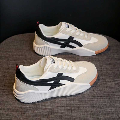 Zapatillas deportivas mujer con cordones suela gruesa y rayas