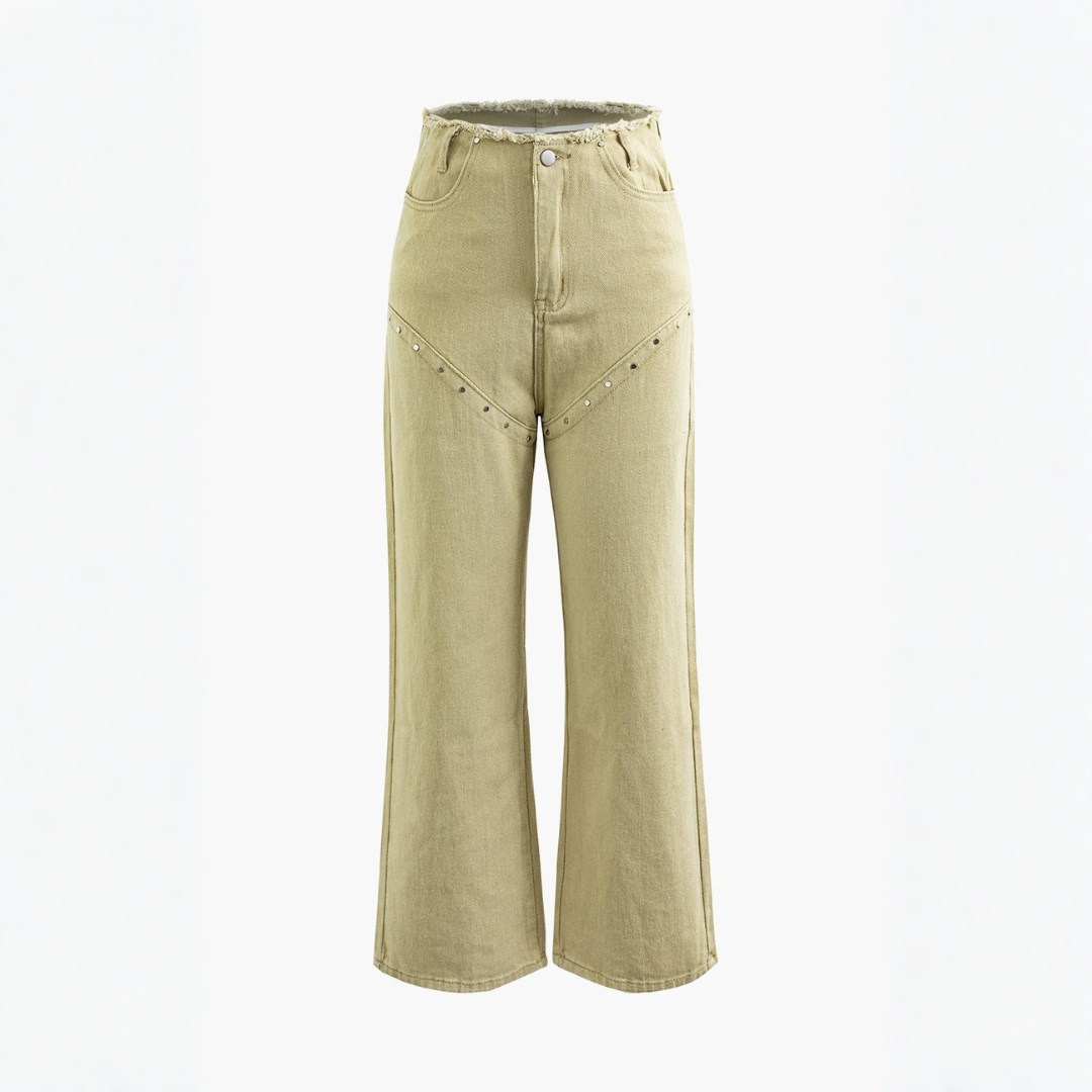 Pantalones Vaqueros Mujer Cintura Alta Anchos Corte Recto - Mavetta