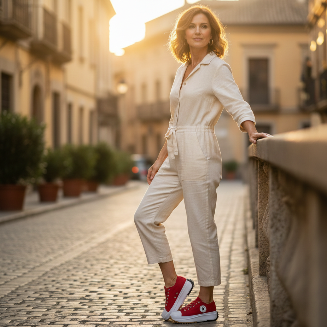 Zapatillas Plataforma Mujer Lona Casual Cordones Suela Dentada