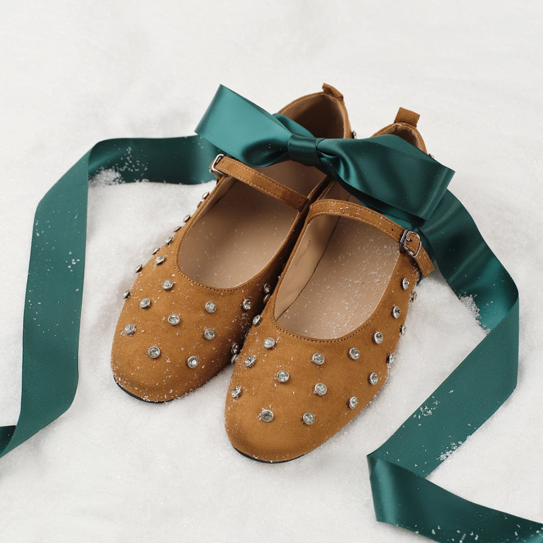 Bailarinas Mujer con Tachas Decorativas y Correa Ajustable