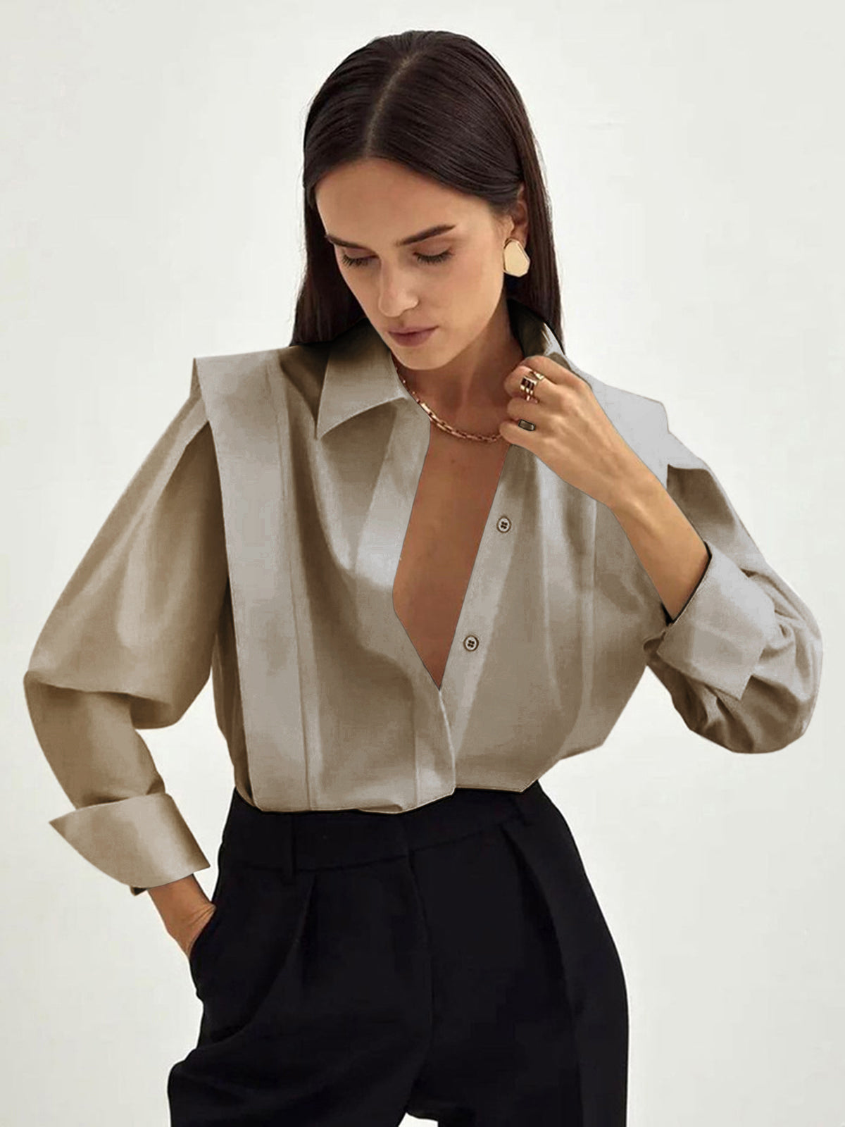 Blusa Mujer Manga Larga Ajuste Elegante