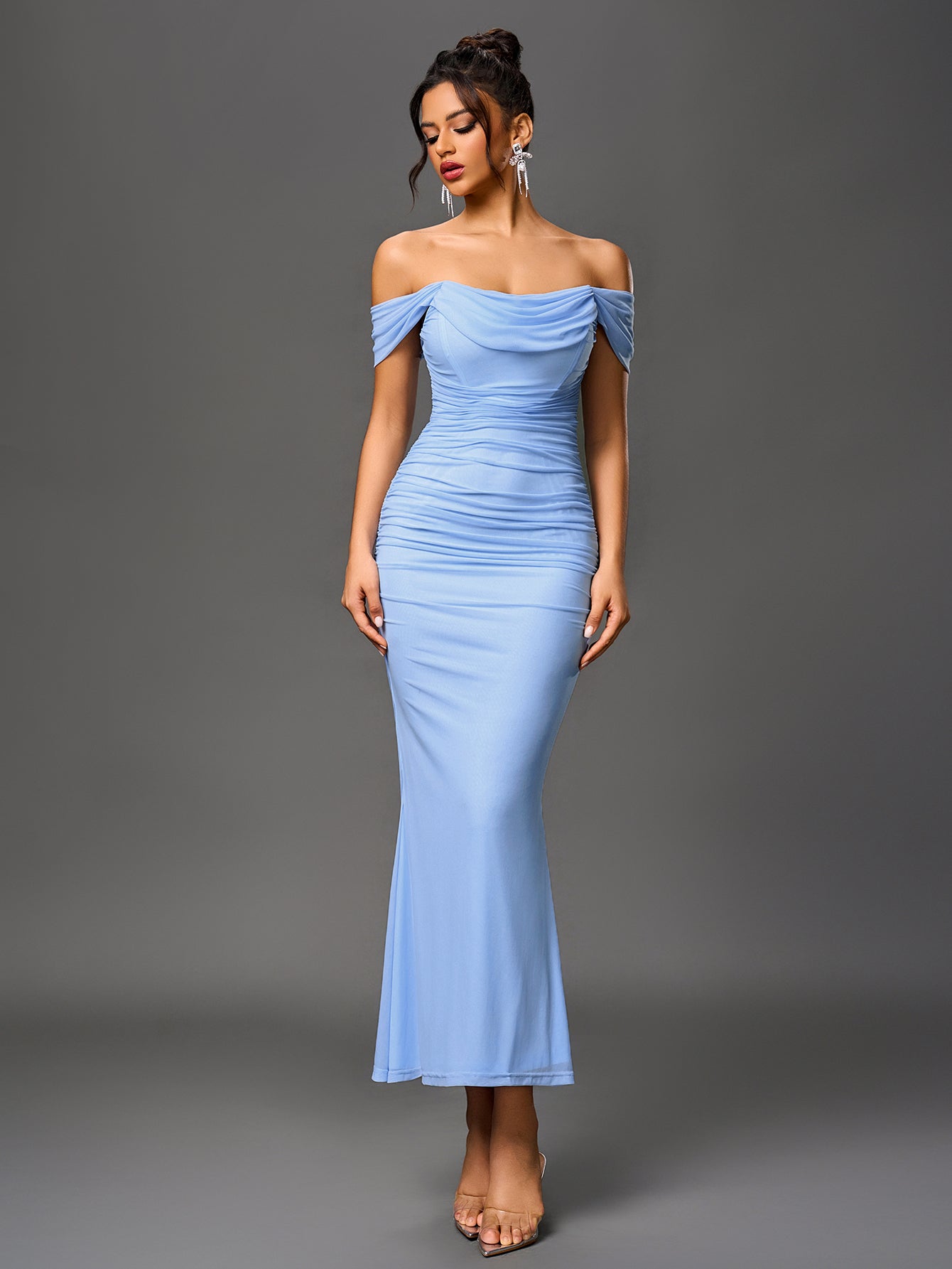 Vestido Largo Mujer Fiesta Hombros Descubiertos Elegante