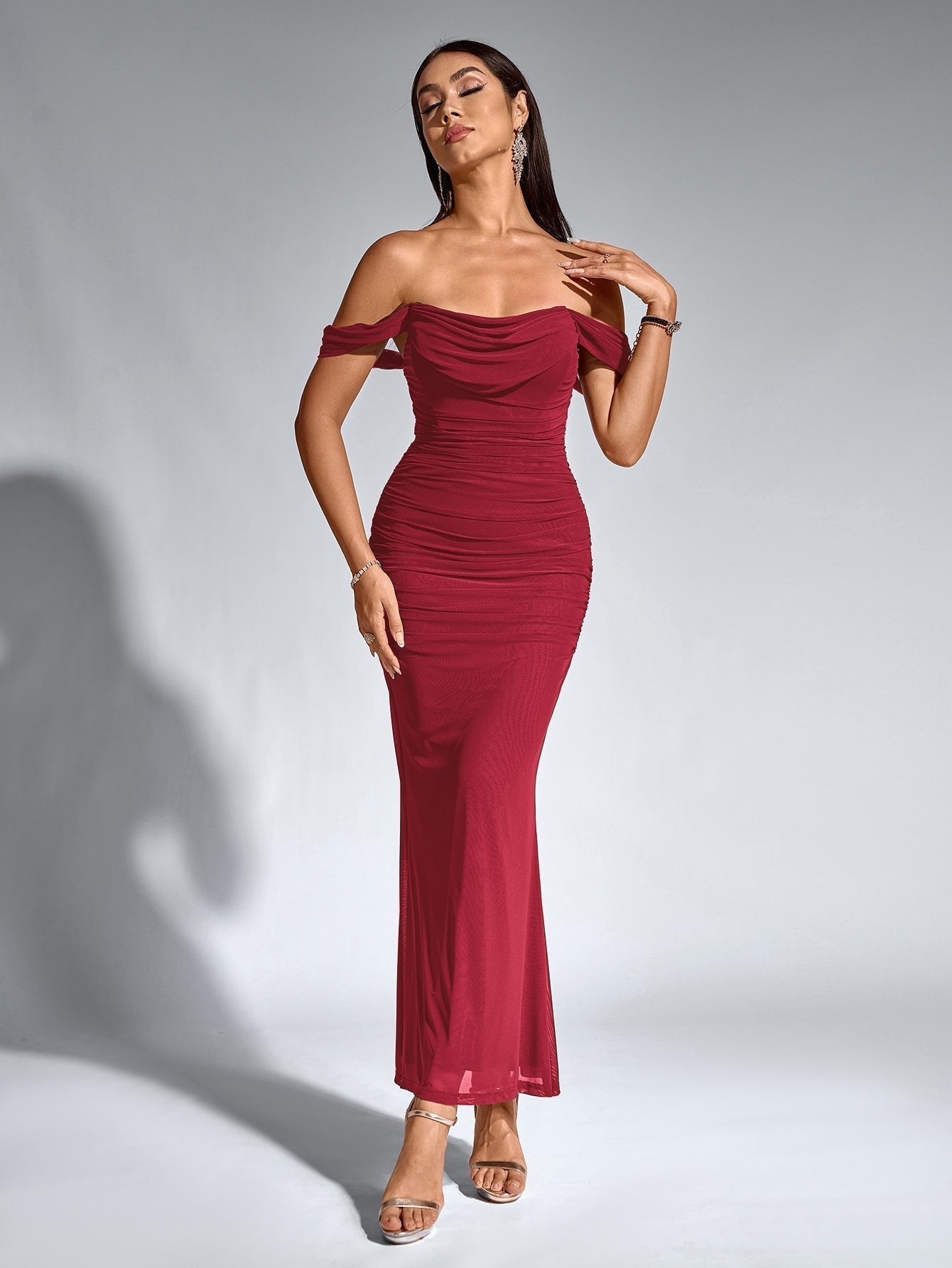 Vestido Largo Mujer Fiesta Hombros Descubiertos Elegante