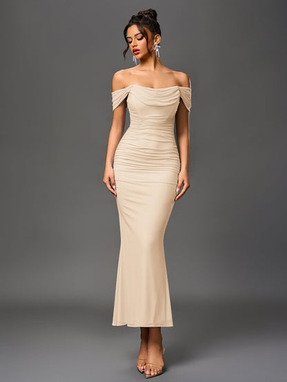 Vestido Largo Mujer Fiesta Hombros Descubiertos Elegante