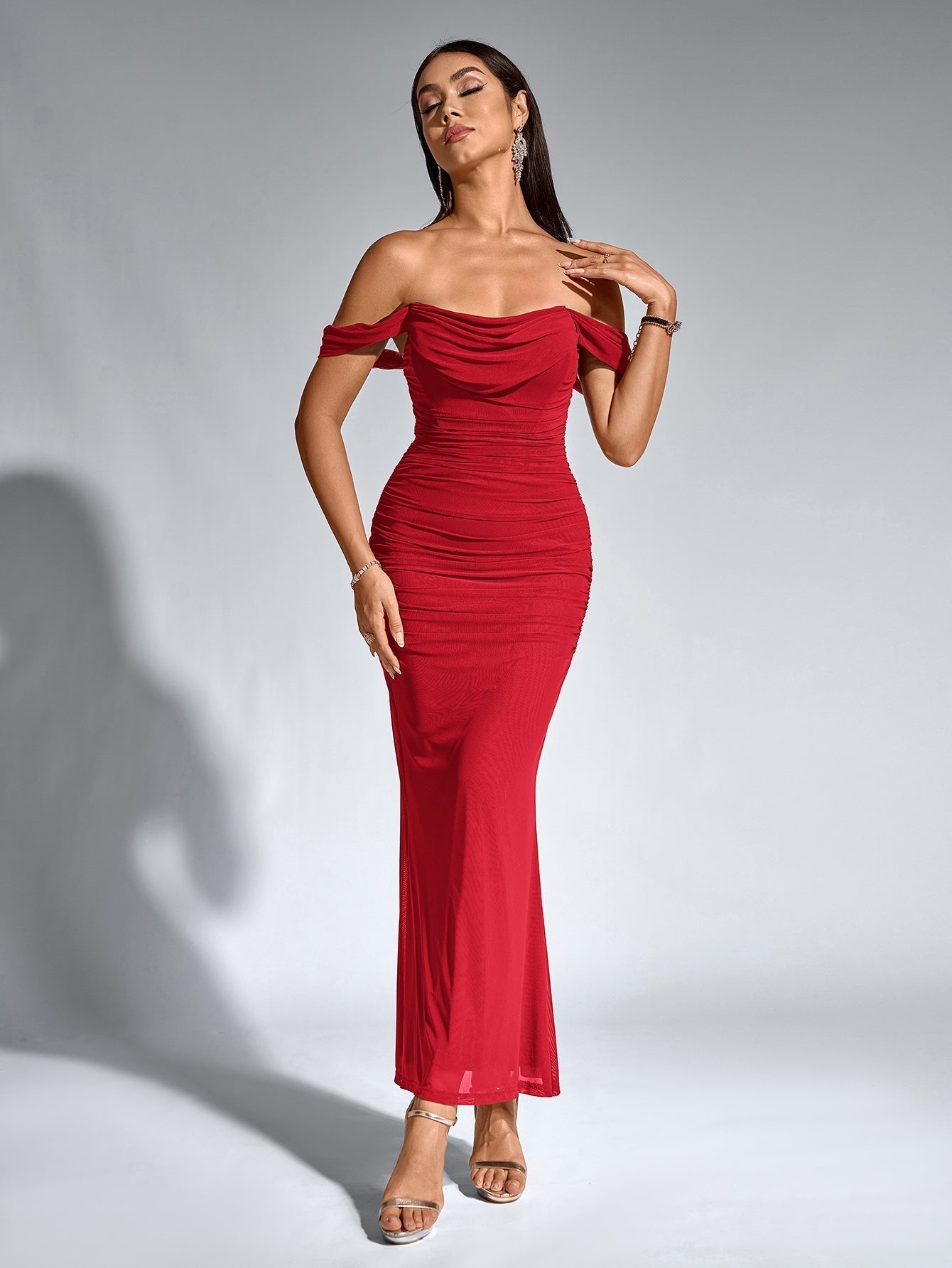 Vestido Largo Mujer Fiesta Hombros Descubiertos Elegante