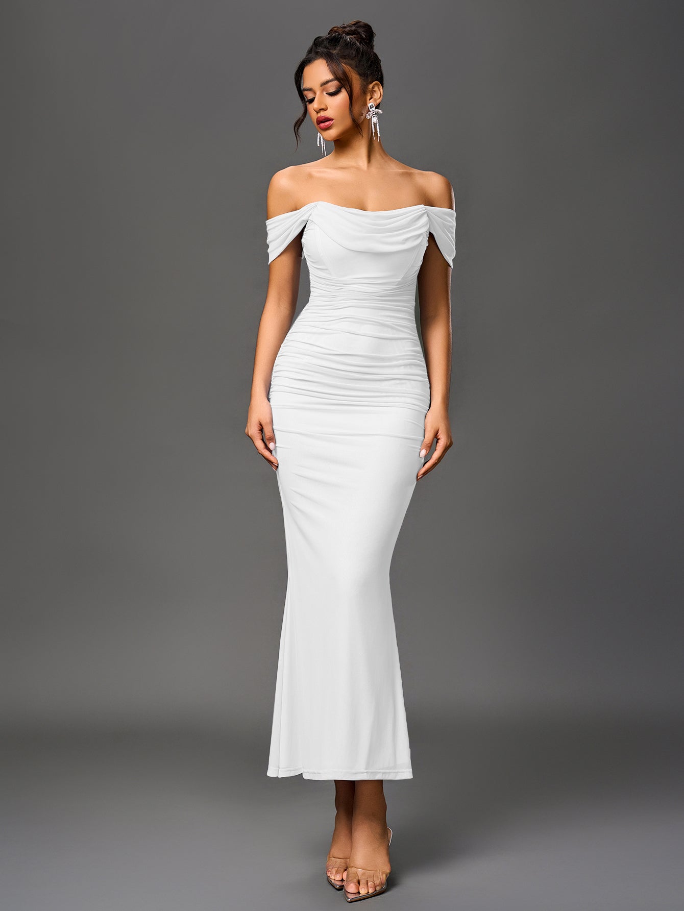 Vestido Largo Mujer Fiesta Hombros Descubiertos Elegante