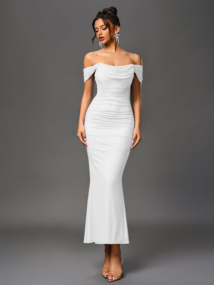 Vestido Largo Mujer Fiesta Hombros Descubiertos Elegante