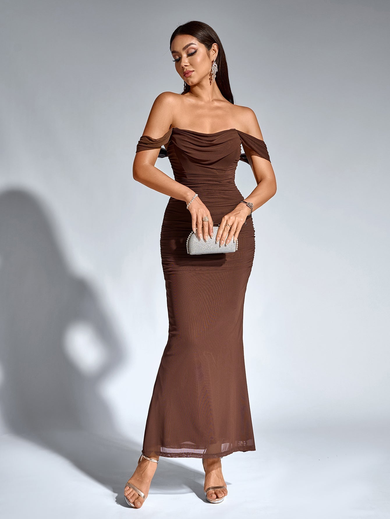 Vestido Largo Mujer Fiesta Hombros Descubiertos Elegante