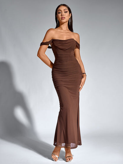 Vestido Largo Mujer Fiesta Hombros Descubiertos Elegante