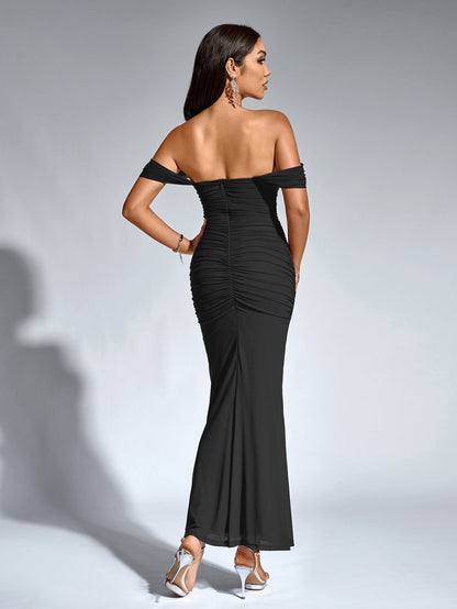Vestido Largo Mujer Fiesta Hombros Descubiertos Elegante