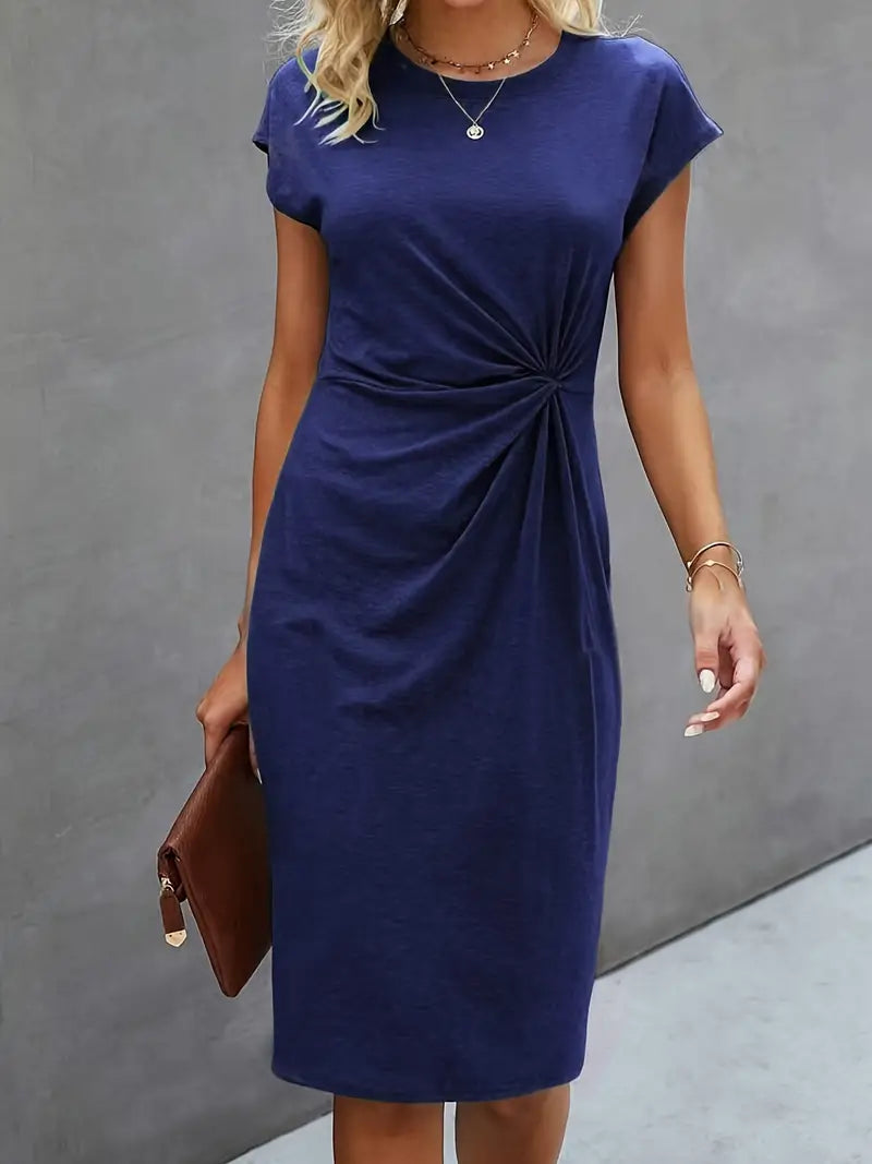 Vestido Midi Mujer Elegante Manga Corta
