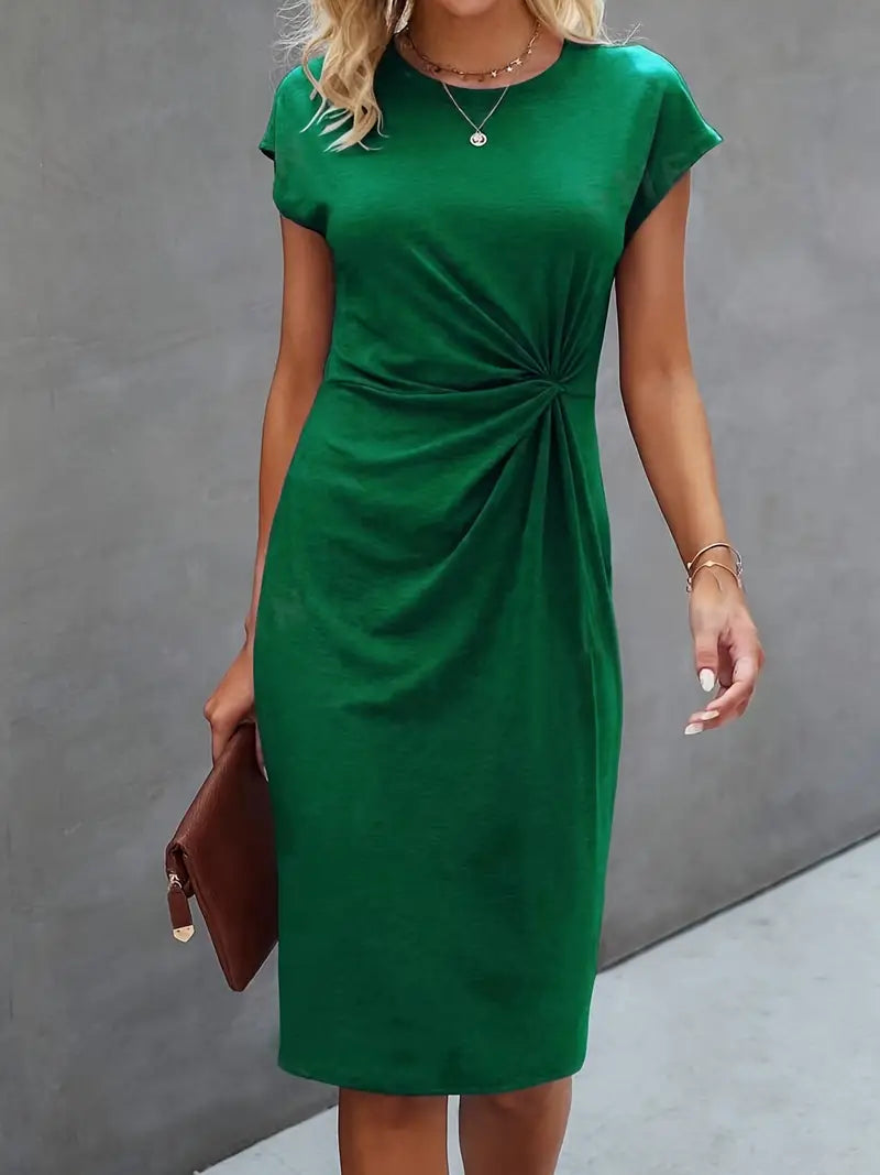 Vestido Midi Mujer Elegante Manga Corta