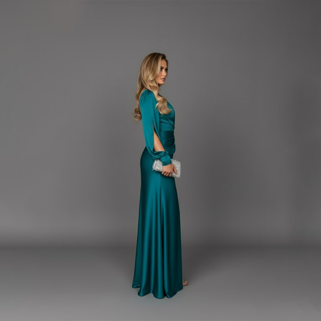 Vestido Noche Mujer de Satén Elegante Ajuste Clásico