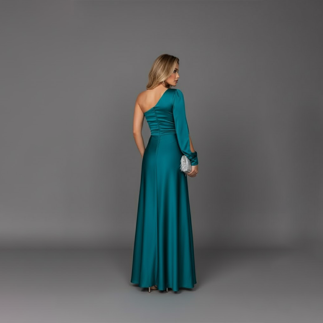 Vestido Noche Mujer de Satén Elegante Ajuste Clásico