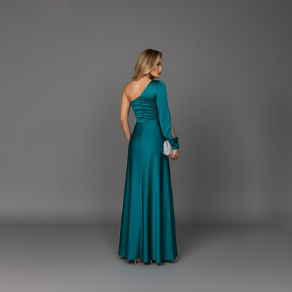 Vestido Noche Mujer de Satén Elegante Ajuste Clásico
