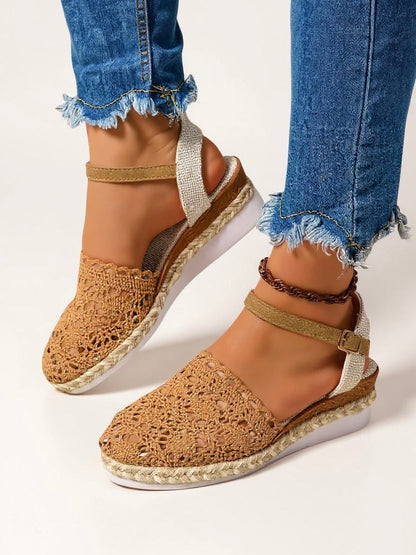 Alpargatas Cuña Mujer Estilo Bohemio Correa en Tobillo
