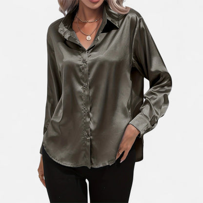 Blusa Mujer de Satén Elegante Ajuste Clásico