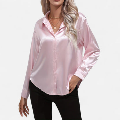 Blusa Mujer de Satén Elegante Ajuste Clásico