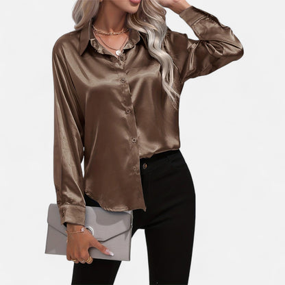 Blusa Mujer de Satén Elegante Ajuste Clásico