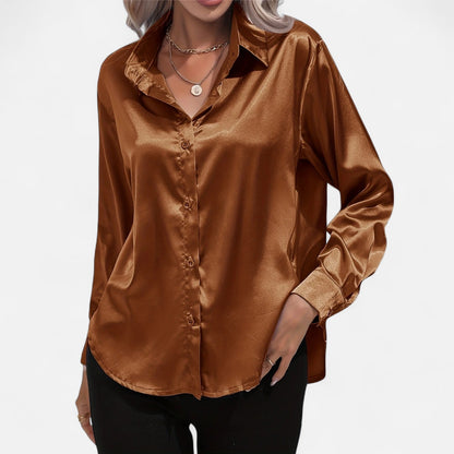 Blusa Mujer de Satén Elegante Ajuste Clásico