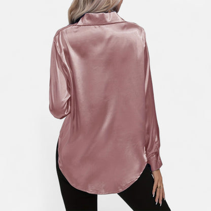 Blusa Mujer de Satén Elegante Ajuste Clásico